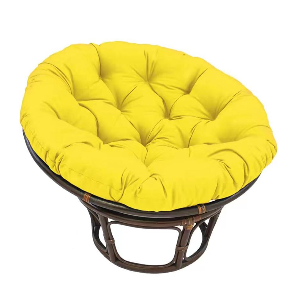 Surwin Papasan Chair Cushions, Thick Round Chair Cushions Hammocks Swing Pads, Papasan Round Chair Cushions with Fixing Straps, Outdoors Indoor Egg Chair Cushion (60cm,Yellow)