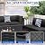VONZOY 8 Piece Patio Furniture Set with 44” Fire Pit Table All-Weather Wicker Conversation Sectional Sofa & Coffee Table with Thickened Cushions for Backyard, Garden(Black)
