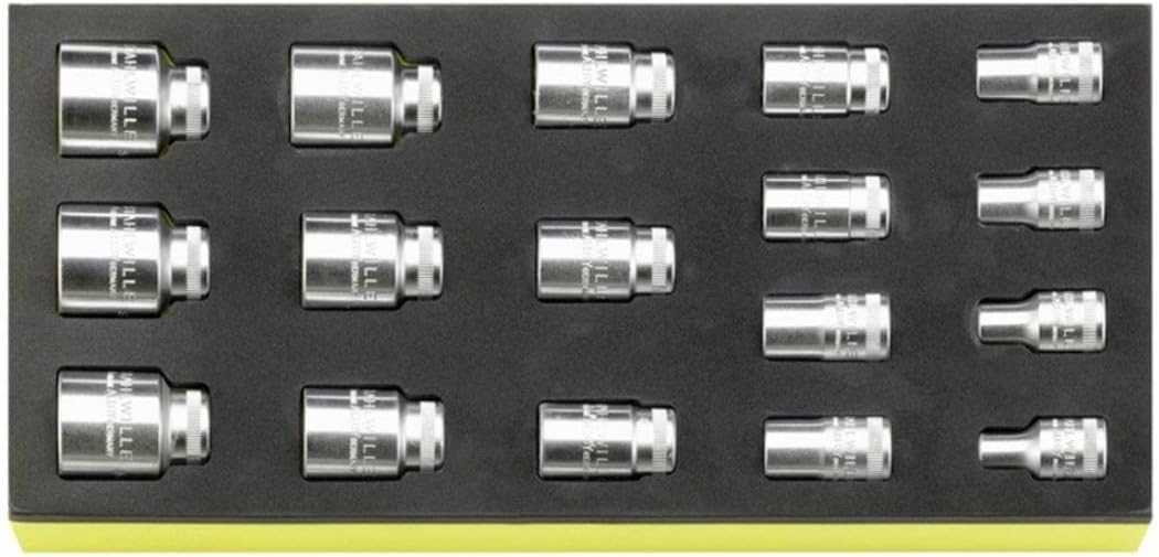 Stahlwille 96838780 Socket Set TCS 50a - 17 Piece Set, 1/2" Drive, Size Range 3/8" to 1-1/4", Chrome Plated, with TCS Safety Inlay, 175 x 350 x 40mm, Made in Germany