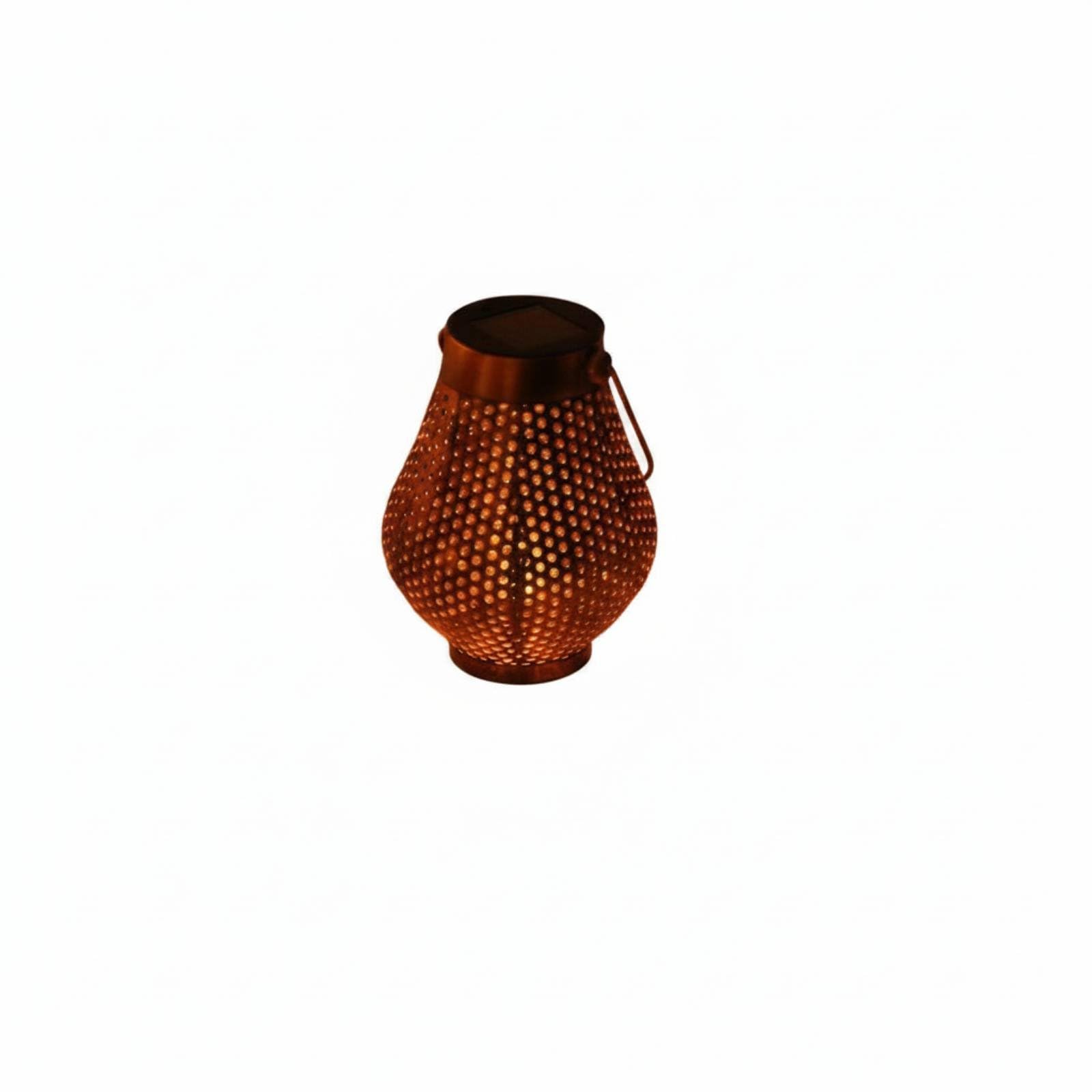 Wrought Iron Hanging Lantern Hollow Projection Lamp Solar Shadow Casting Light for Garden, Patio, Yard, Pathway, Copper Gourd Lantern-image-5