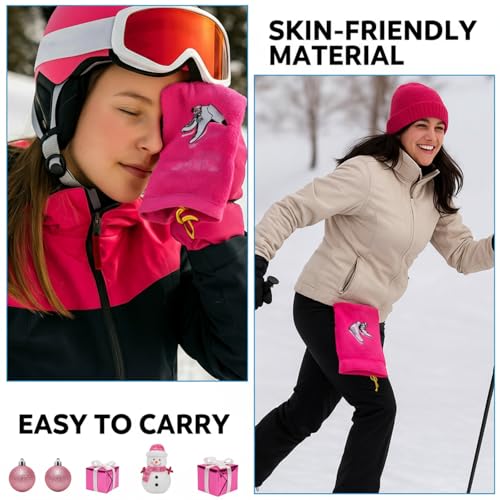 VitalCozy 3 Pcs Ice Skating Towels Funny Christmas Figure Skating Gifts Cotton Absorbent Pink Purple Blue Figure Skate Towels Ice Skate Accessories for Christmas Women Men Sports Team Skates Lovers