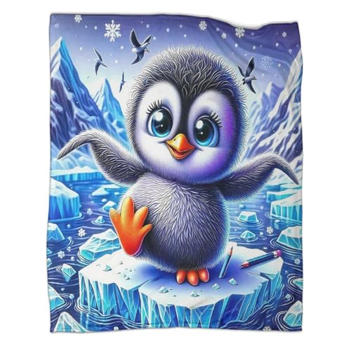 Couverture pingouin microfibre chaude contre les nuits fraîches