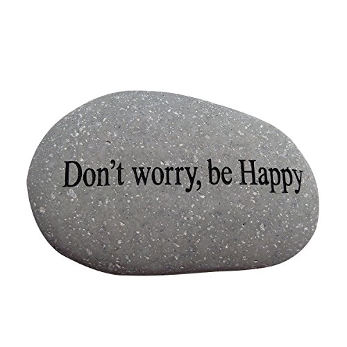 Don't Worry, be Happy Engraved Quotes Stones Inspirational Sandblast Stone, Perfect Gorgeous Unique Gift Ideas, Natural Beach Pebble Rock