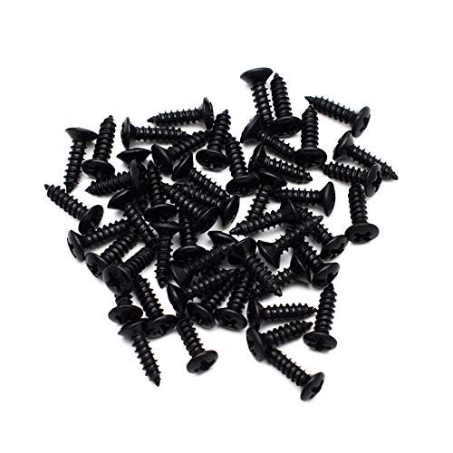 SAPHUE 3MM Electric Guitar Bass Pickguard Screws Pick Guards Scratch Plate Mounting Screws for Fender Strat ST Tele TL Stratocaster Telecaster Gibson LP Les Paul SG Guitar Pack of 50 (Black)