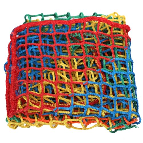 Playground Rope Net Kids Safety Net,Balcony Stair Railing Guard,Toy Sports Equipment Barrier Mesh Anti-Fall Rope Netting,Knotless Polyester Cargo Net(Size:9.8x9.8ft,Multicolor)