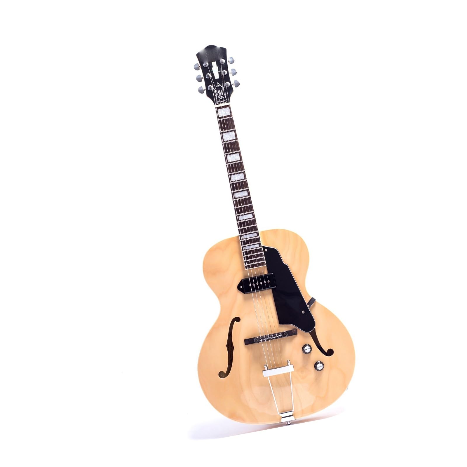 Gitary Elektryczne Pełnowymiarowe Gitara Elektryczna W Kolorze Naturalnego Drewna Korpus Hollow Body Osprzęt Chromowany