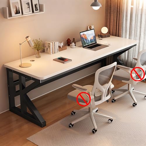 MTIETEME パソコンデスク PCデスク 幅100/120/140/160/180cm ゲーミングテーブル K字型のテーブル脚 省スペース おしゃれ オフィスデスク 組み立て簡単 在宅勤務 仕事用(ホワイト+黒フレーム,160x60x75cm)
