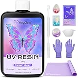 Crystal Clear: After curing, UV epoxy resin achieves a crystal-clear finish that enhances every detail of your work. It maintains its brilliance over time, ensuring no yellowing and preserving lasting clarity for your designs. Robust Hardness: uv epo...