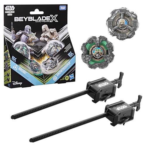 Hasbro Beyblade X in collaborazione con Star Wars, Grogu vs Snowtrooper, 2 trottole da Battaglia di Takara Tomy, 2 lanciatori, Giocattoli di Star Wars, dagli 8 Anni in su