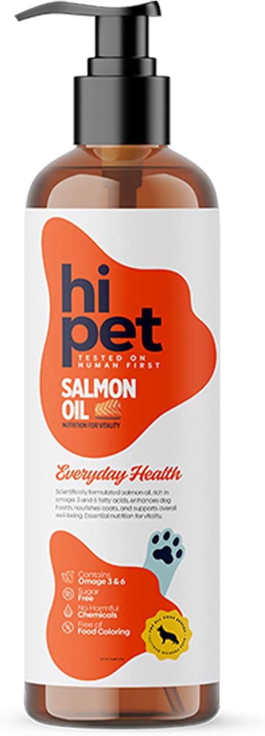 Hi Pet Salmon Oil for Dogs, Omega 3 & 6 Dog Fish Oil, Supports Coat and Joint, Boosts Immune System, 6.76 Fl Oz (Pack of 1)