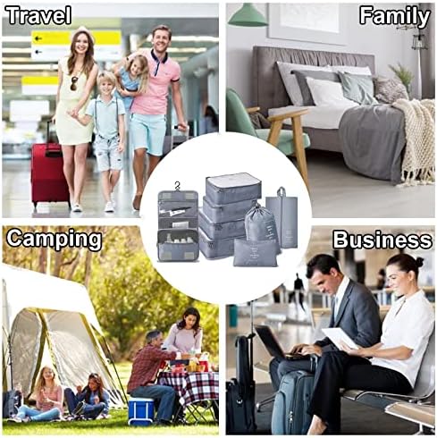 Leberna Packing Cubes, 8PCS Packing Cubes for Suitcases, Travel Luggage Packing Organizers, Waterproof Travel Essentials Bag Clothes Shoes Cosmetics Toiletries Storage Bags