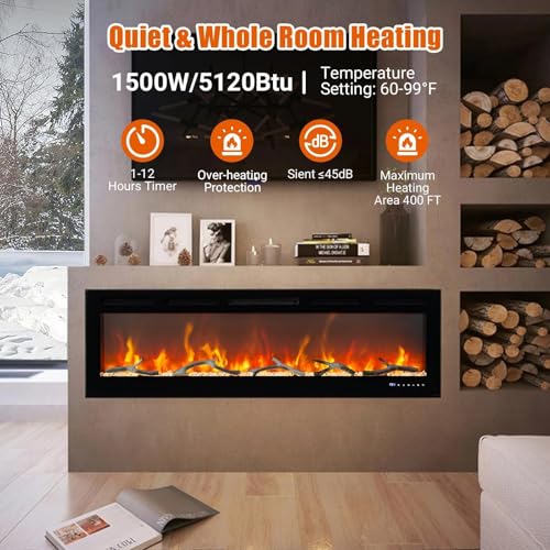 Close up of slim electric fireplace design