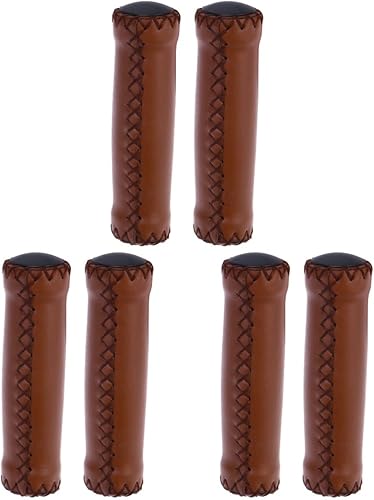 BESPORTBLE 3pairs Brown PU y bicicleta para manillar ligero de cuero apretones apretones, goma de montaña