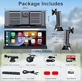 Vtopek Apple Carplay Screen 10.26 inch Wireless Car Play Android Auto Car Screen 2.5K Dash Cam Dual Camera Dual Bluetooth Mirror Link Voice Control Map Navigation with Waterproof Rear Camera 64G Card - Image 9