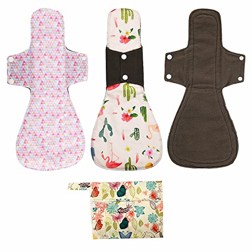 Image of Washable Cloth Menstrual Pads /Mama Cloth /Reusable Sanitary Pads (Bloom, 16 inch /Overnight)