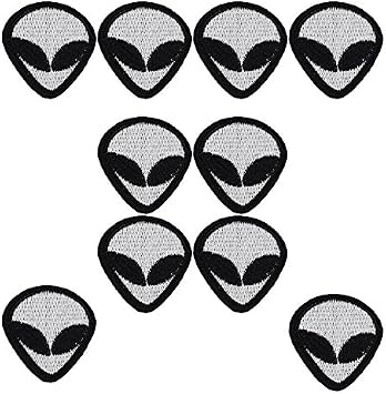 10pcs Black White Alien Patch Jacket Backpack Cap Badge Punk Clothing Embroidered Applique Ideal Iron Iron Clothes Accessories DIY Color A
