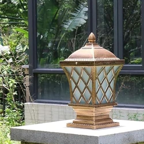 Image of SINOMAN Antique Bronze Outdoor Gate Light Vintage Style Metal Pillar Lamp Decorative Design, Weatherproof Post Light for Garden, Driveway, Entrance Pillars, and Boundary Walls (Without Bulb)