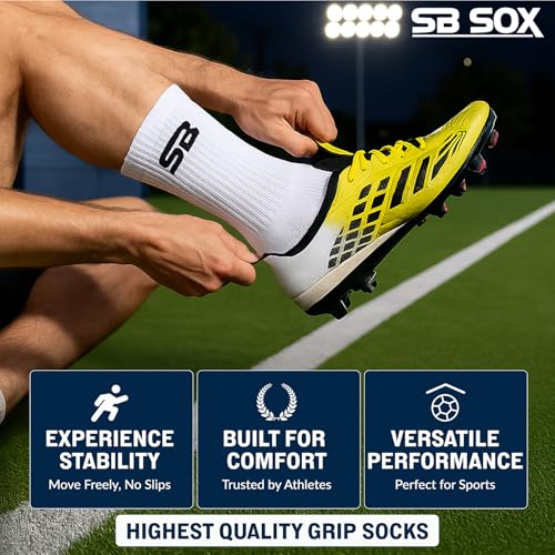 SB SOX Grip Socks for Men (2 Pairs) – Soccer & Football Performance Non-Slip Socks for Cleats, Training, and Gym2