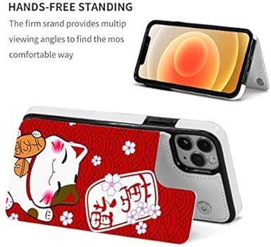 Amazon 開運招き猫 ラッキー 風水 猫 Iphone 12 ケース 手帳型 Iphone12 Pro ケース 手帳型 アイフォン12 12 Proケース カード収納 Qi充電対応 横置き機能 高級puレザー 12カバー 財布型 携帯カバー スマホケース 家電 カメラ オンライン通販