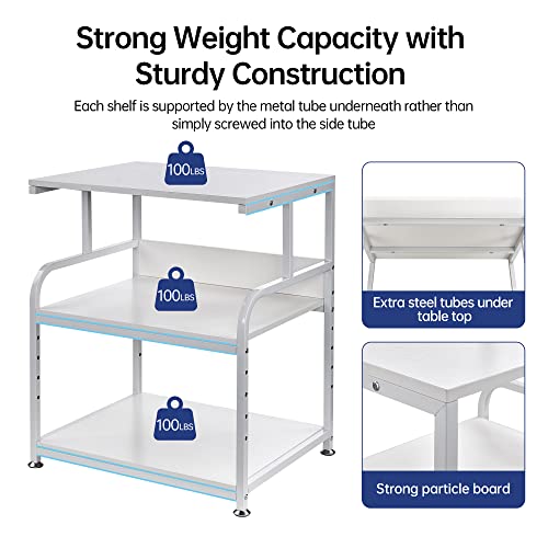 Image of Fannova White Printer Stand Table, 23.6 inchx18.9 inchx30 inch Large Size with Storage