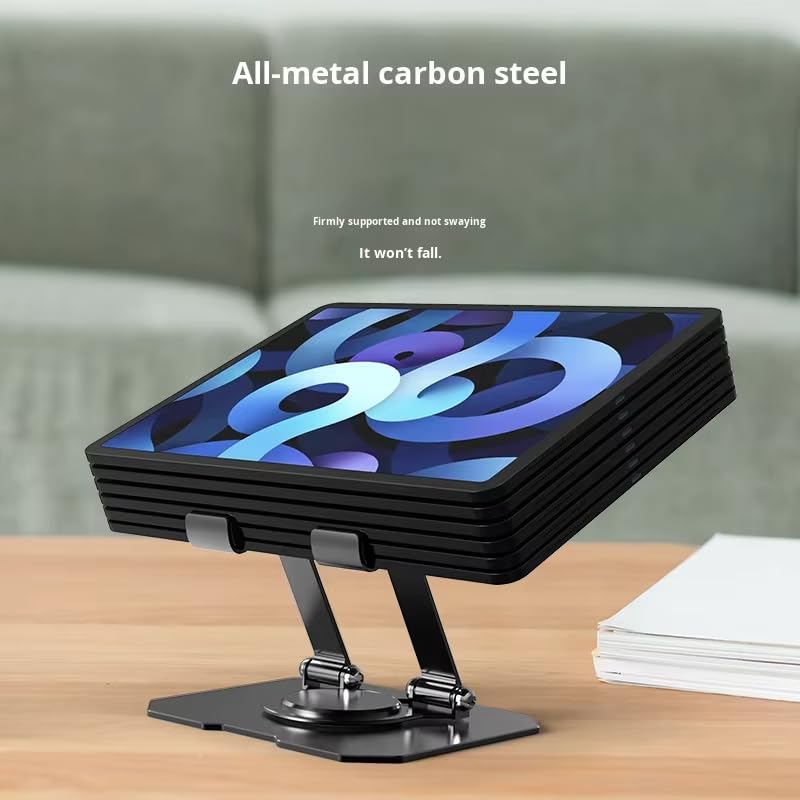 Image of Aluminium Tablet Stand Holder with 360 Rotating Base, Multi Angle Adjustments Compatible for iPad Pro | 11 | 10.9 | 10.2 | Air | Mini, Samsung Galaxy Tab, Lenovo Pad and All Tablets-Black