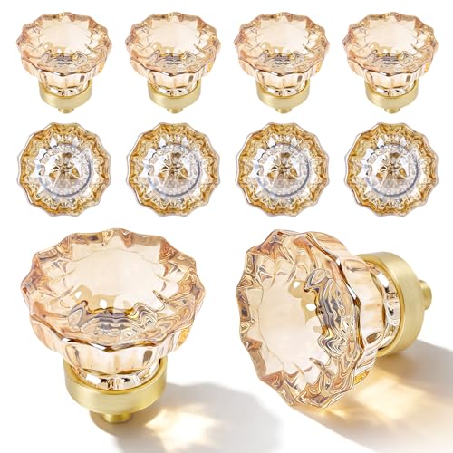 Image of 8 Pack Champagne Gold Crystal Cabinet Knobs for Drawer,1.5 inch