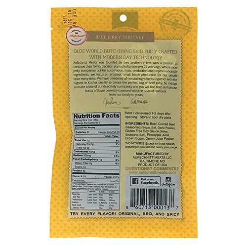 Aufschnitt Grass Fed Beef Jerky - Variety Pack - 5 Pack (2 Oz Each) - Kosher, Glatt, Star-K Certification, Gluten Free, All Natural, No Nitrites #TOP4