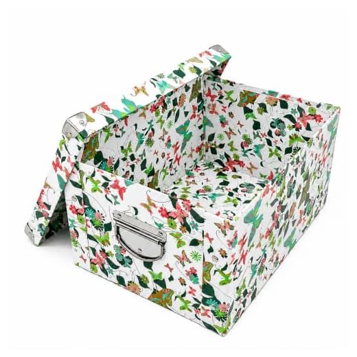 GUOZI Collapsible Storage Box, Decorative Memory box with Lid & Metal Reinforced Corners, Cardboard File Box with Handles, Organizer Gift Box for Keepsake Toy Photos Office Nursery Wardrobe Bookshelf