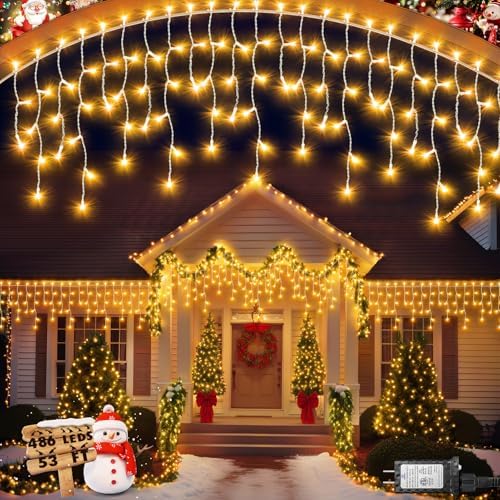 2 Pack 53FT 486 LED Christmas Lights Outdoor, Plug in Waterproof ...
