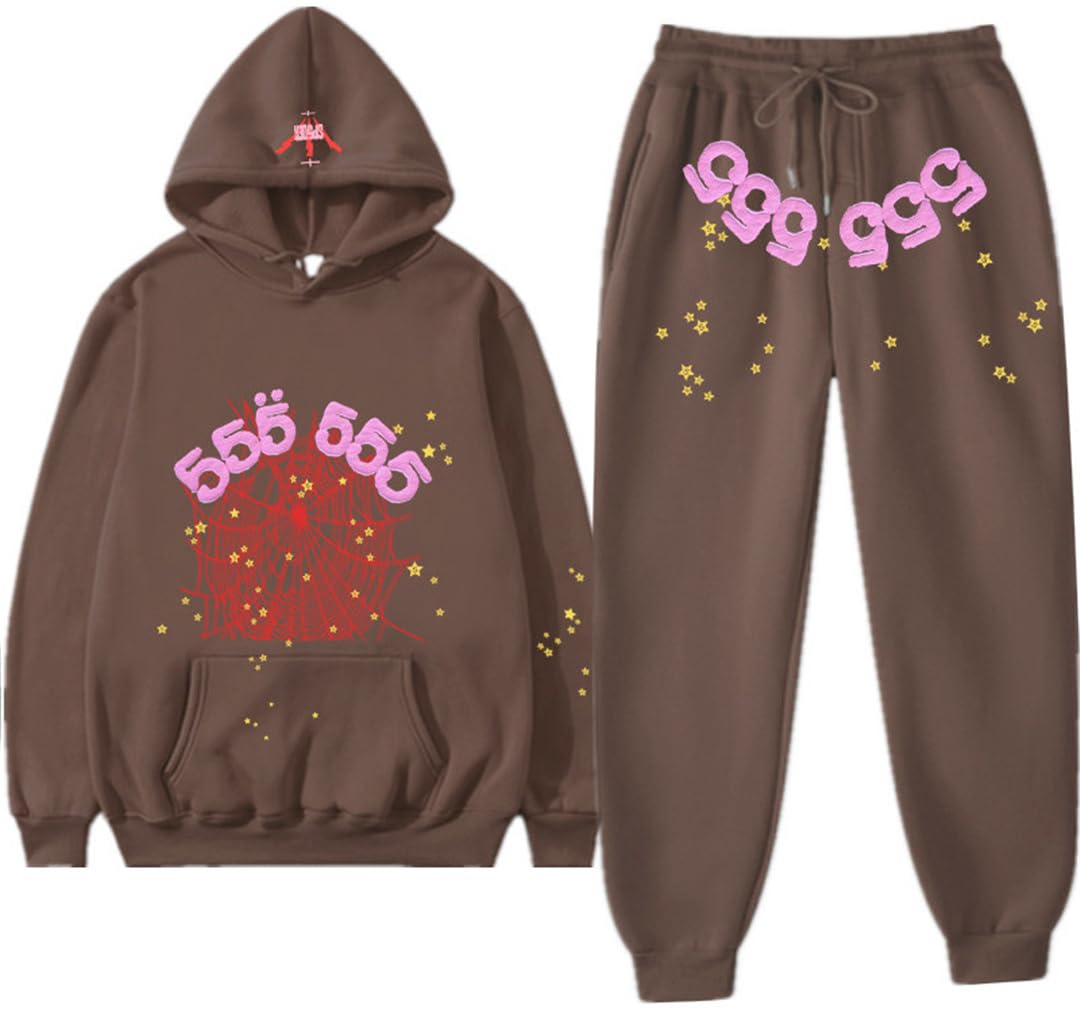 Silver Basic Spider Hoodie and Bottoms Tracksuit for Women/Men Spider Web Hoodie Y2K Vintage Sweatshirt and Pants Sweatsuit