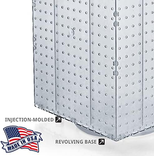 Azar Displays 701414-CLR Rotating Display Stand - 4-Sided Display Racks - Peg Display Carousel (14” W x 14” D x 20” H) - Easy Assemble Revolving Display for Retail - Pegboard Organizer, Clear