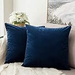 MIULEE Pack of 2 Velvet Soft Decorative Square Throw Pillow Case Cushion Covers Luxury Pillowcases for Livingroom Sofa Bedroom with Invisible Zipper 50cm x 50cm 20x20 Inches Navy Blue