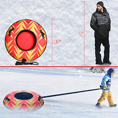 Phetea Foldable Inflatable Snow Tubes For Sledding Heavy Duty,Towable Snow Tube For Kids And Adults.commercial Snow Tube,Red #TOP6