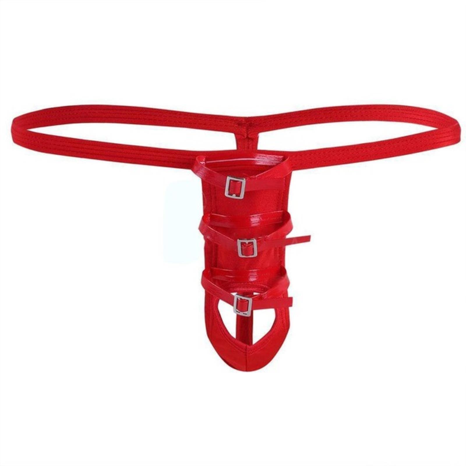 Piyax Men's Red Sexy Strappy Open Butt G-String Bikini Underwear With Hole Gay Underwear Briefs Lingerie Panties Lingerie Thong