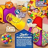 KIDUKU® 3-teiliges Bällebad Spielzelt Babyzelt + Krabbeltunnel + 200 Bälle + Tasche für drinnen und draußen