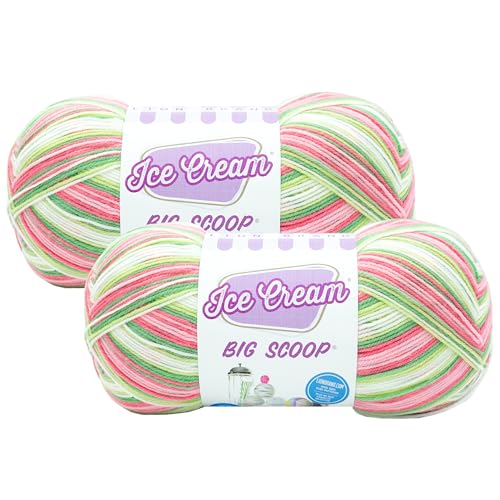 Image of Lion Brand Yarn, Ice Cream Big Scoop, Baby Blanket Yarn, Watermelon, 2 Pack