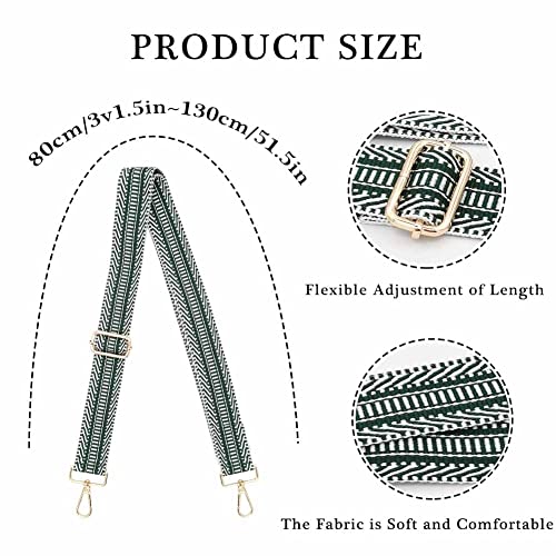 Image of PCBAG Wide Replacement Crossbody Purse Strap Shoulder Straps Adjustable Green Guitar Belts for Handbag