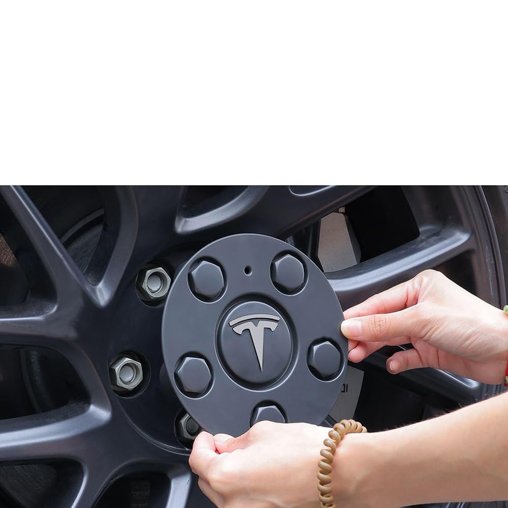 4 Pezzi Auto Coprimozzo per Tesla Model 3 Highland 2024, Coprimozzo Del Centro di Rotella Dell'auto Impermeabile Antipolvere Accessori per Lo Styling Del Logo Dell'Auto