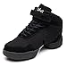 HIPPOSEUS Femmes Toile Danse Baskets Semelle Fendue Jazz Danse Moderne Fitness Bottes avec Semelle en Caoutchouc,Noir,36 EU