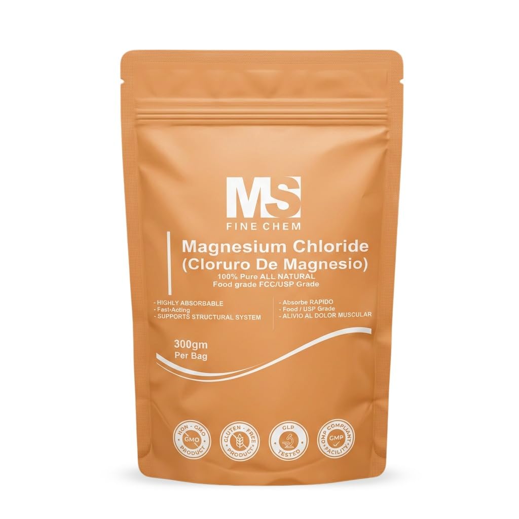 Cloruro de Magnesio 100% Pure Magnesium Chloride Food Grade Powder | Highly Absorbable Edible Magnesium Supplement | for Daily Use or Magnesium Oil Preparation | Unflavored | 300 g / 10.58 oz