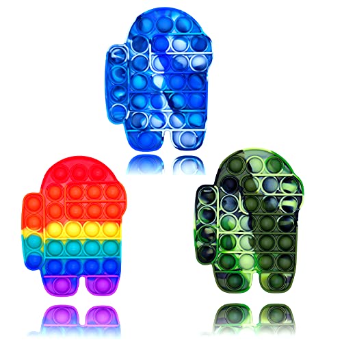 3 Pcs Push PoP Fidget Toy, Silicone Tie-Dye Popper Fidget Toys, Autism Special Needs Stress Reliever, Squeeze Sensory Toy Relieve Emotional Stress for Kid Adult