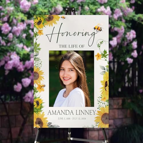 Personalized Editable Funeral Welcome Sign, Sunflower Honoring The Life Sign, Celebration Of Life Sign, Memorial Sign, Funeral Sign, Funeral Program, Funeral Decor, Celebration Of Life Decorations