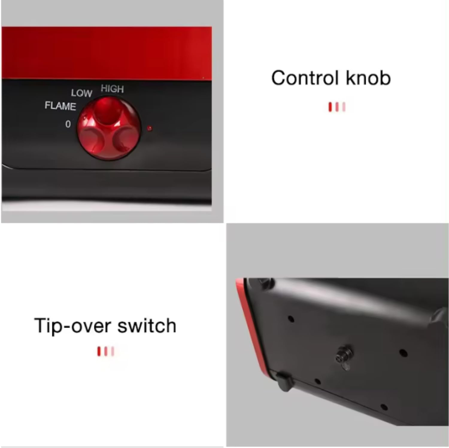 Flame Effect Mini-Fireplace Heater, Red