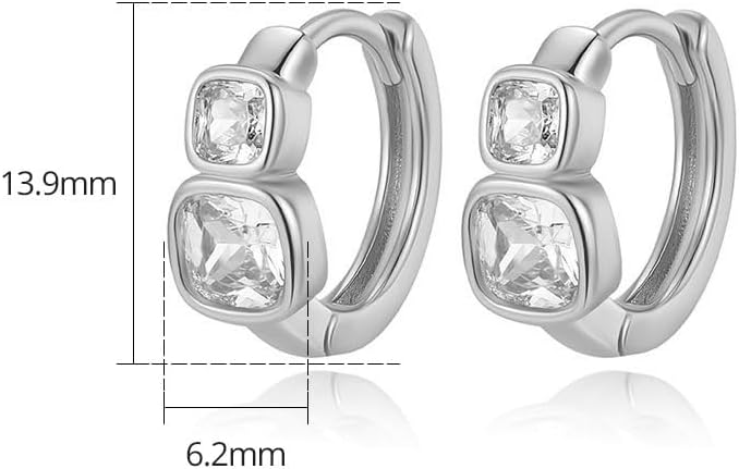 Square Cut Moissanite Hoop Earrings in 14K Gold, Compact and Elegant, Great Gift for Chic Women
