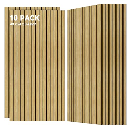 TO-TH 10 Pack Wall Tiles - Wood-Look Acoustic Panels