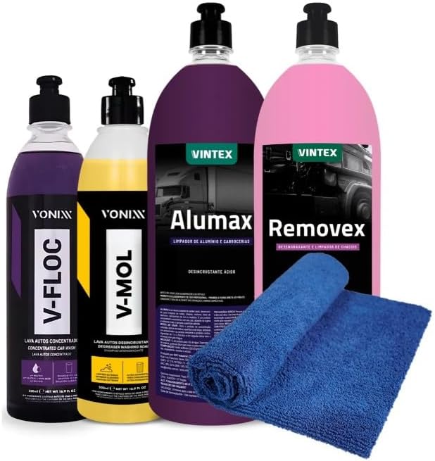 Kit V-Floc 500ml + V-Mol 500ml + Aluminum Cleaner 1.5L + Removex 1.5L + Microfiber Cloth