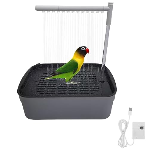 Parrot Bathtub Automatic Abs Bird Bath Shower with Circulating Faucet,for Budgie Lovebird,Birds Cage Accessory Easy to Install and Clean (S)
