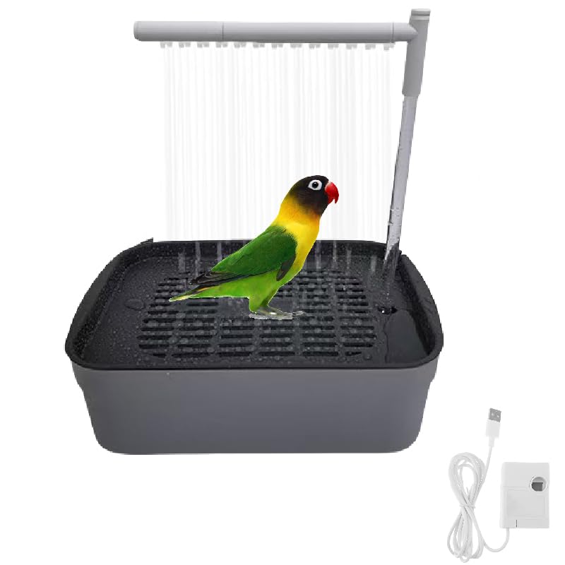 Parrot Bathtub Automatic Abs Bird Bath Shower with Circulating Faucet,for Budgie Lovebird,Birds Cage Accessory Easy to Install and Clean (S)