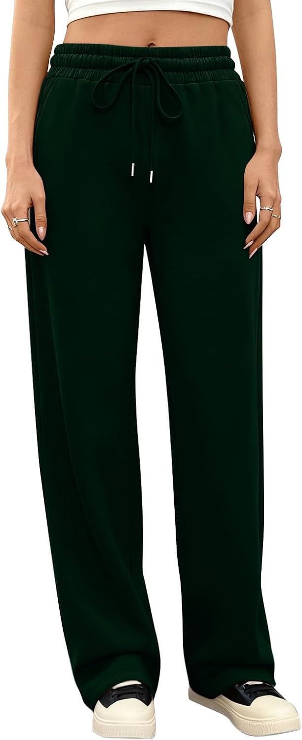 Gumipy Wide Leg Sweatpants Women Fleece Lined Baggy Sweatpants High Waisted Drawstring Joggers Workout Athletic Sweat Pants - Image 2