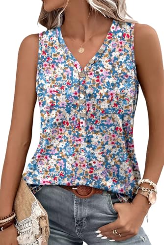KISSMODA Womens Boho Tops for Summer Sleeveless Tanks Loose Fit Casual Blouse Daily Shirts for Leggings (S-3XL)